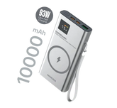 MICRODIA SNAPPower™ MagGo LCD 10000mAh 93W Magnetic Wireless Power Bank, 15W Wireless Output + Dual 30W USB-C PD Output + 18W USB-A Output with LCD Display